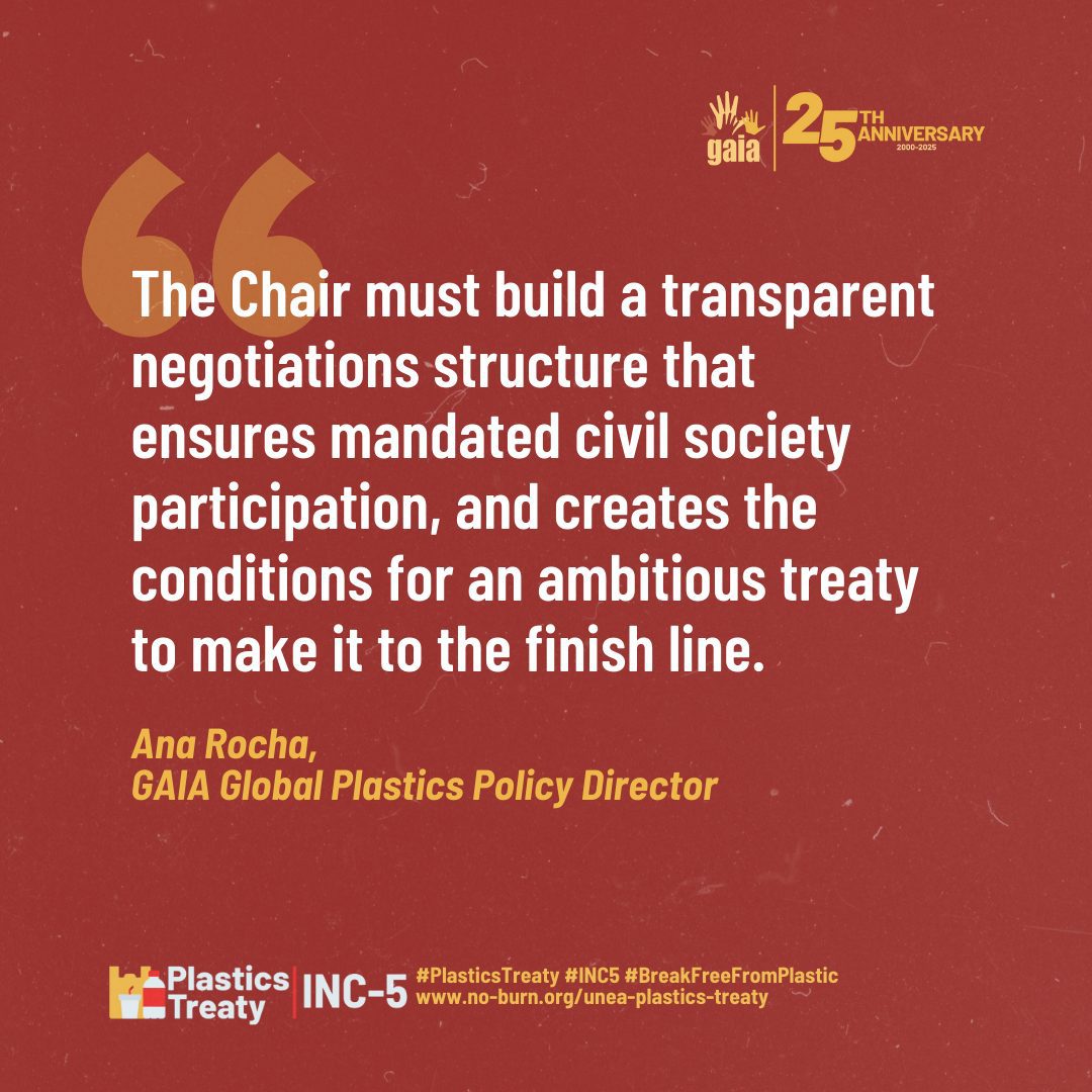 The Chair must build a transparent negotiations structure that ensures mandated civil society participation, and creates the conditions for an ambitious treaty to make it to the finish line.