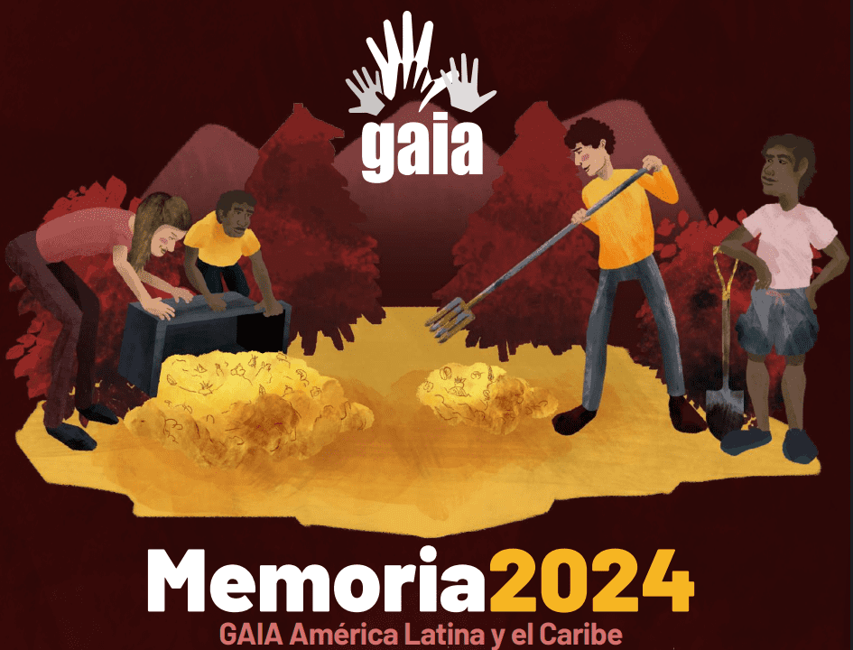 Ilustración con dos personas a la izquierda y dos a la derecha trabajando en hacer compostaje.