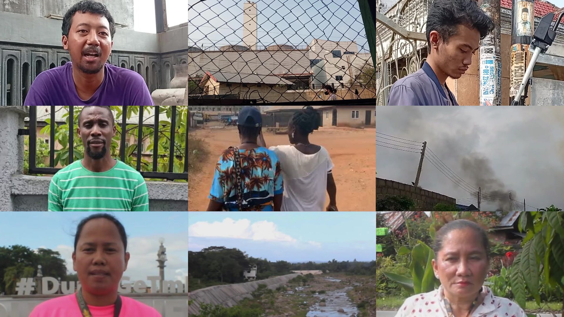 collage of incinerators in Nigeria, Indonesia and the Philippines, and air quality monitoring volunteers
