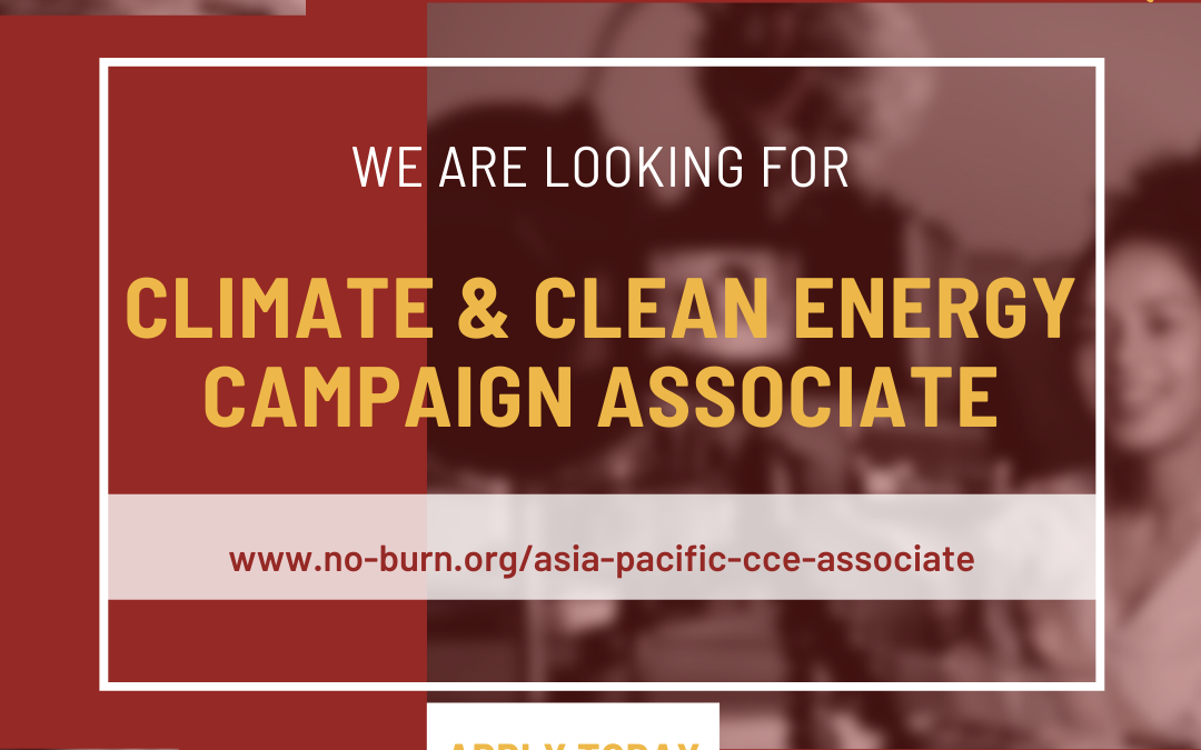 GAIA Asia Pacific is hiring! Asia Pacific Climate and Clean Energy Campaign Associate (AP CCE Campaign Associate)
