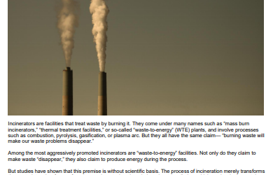 Facts about “Waste-to-Energy” Incinerators